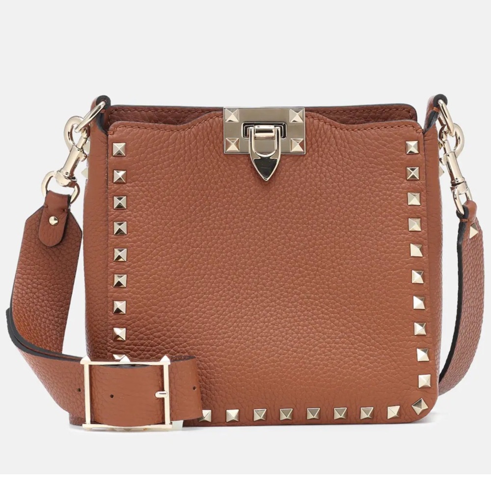 Rockstud Valentino calf-skin satchel brown